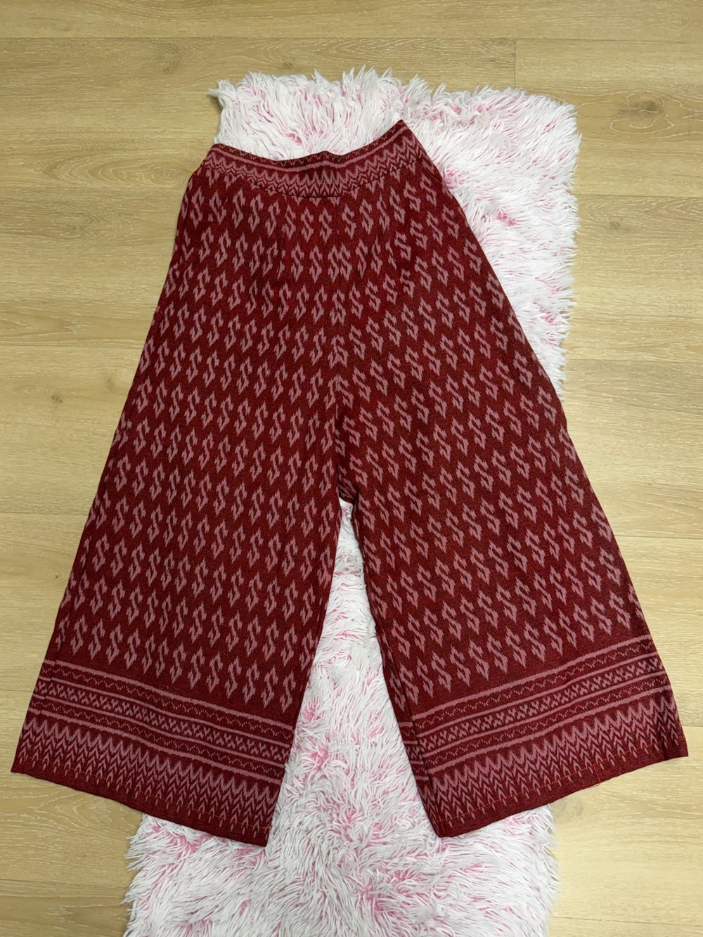 Handloomed woven Ikat Peruvian Aztec Style wide Leg high waisted Pants S